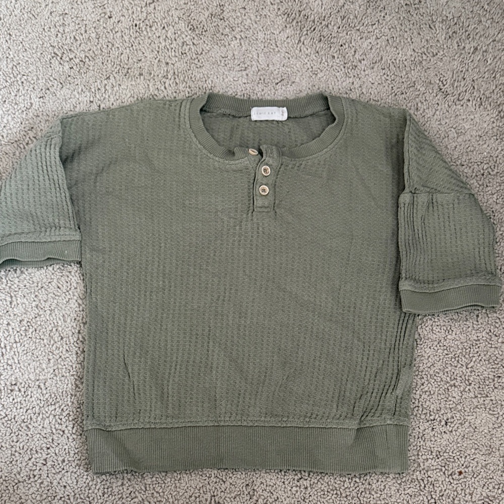Jamie Kay green waffle shirt